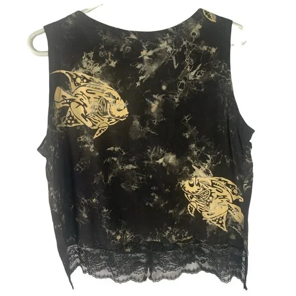 Vintage Black and Cream Printed Skirt/tank Set - Picture 6 of 8